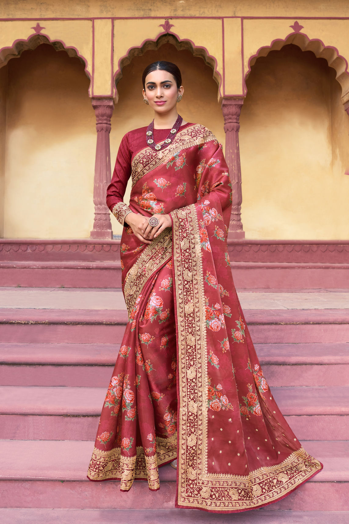 Rose Silk saree