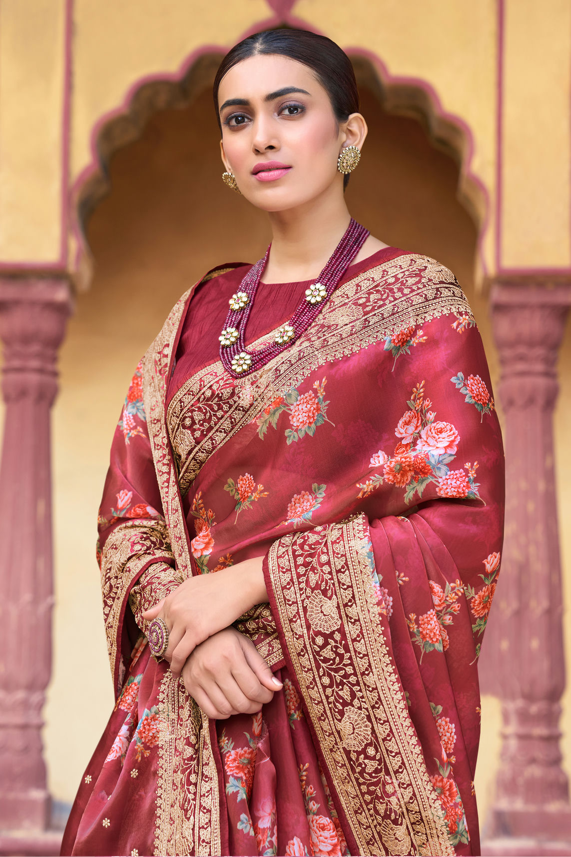 Rose Silk saree