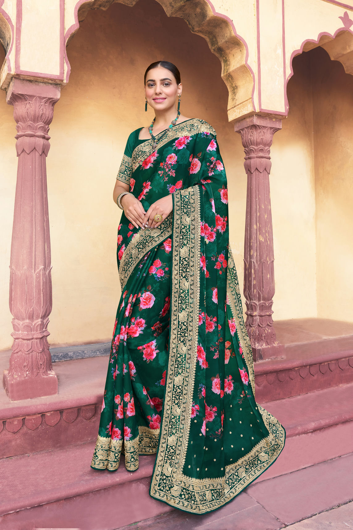 Rose Silk saree