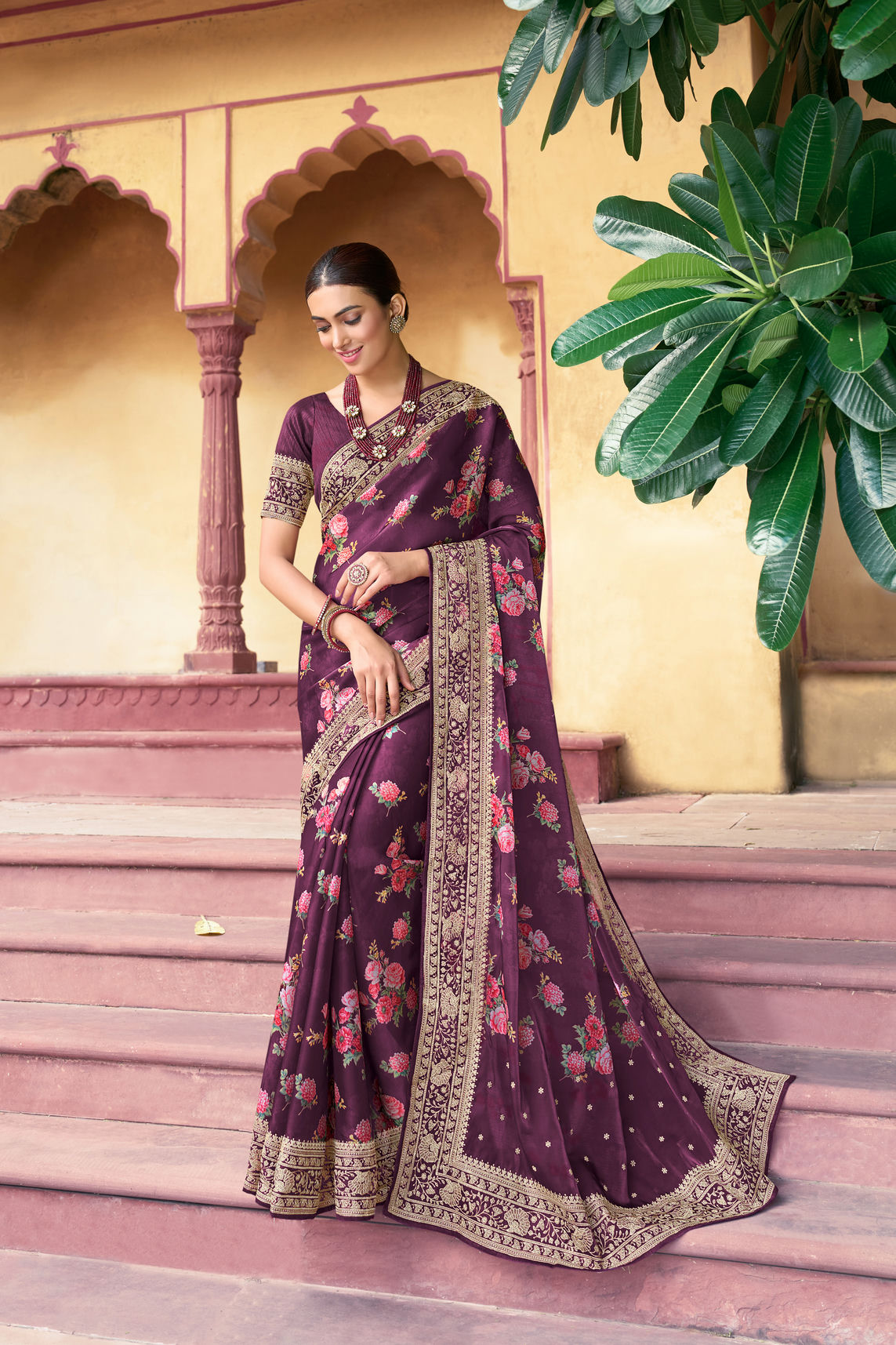 Rose Silk saree