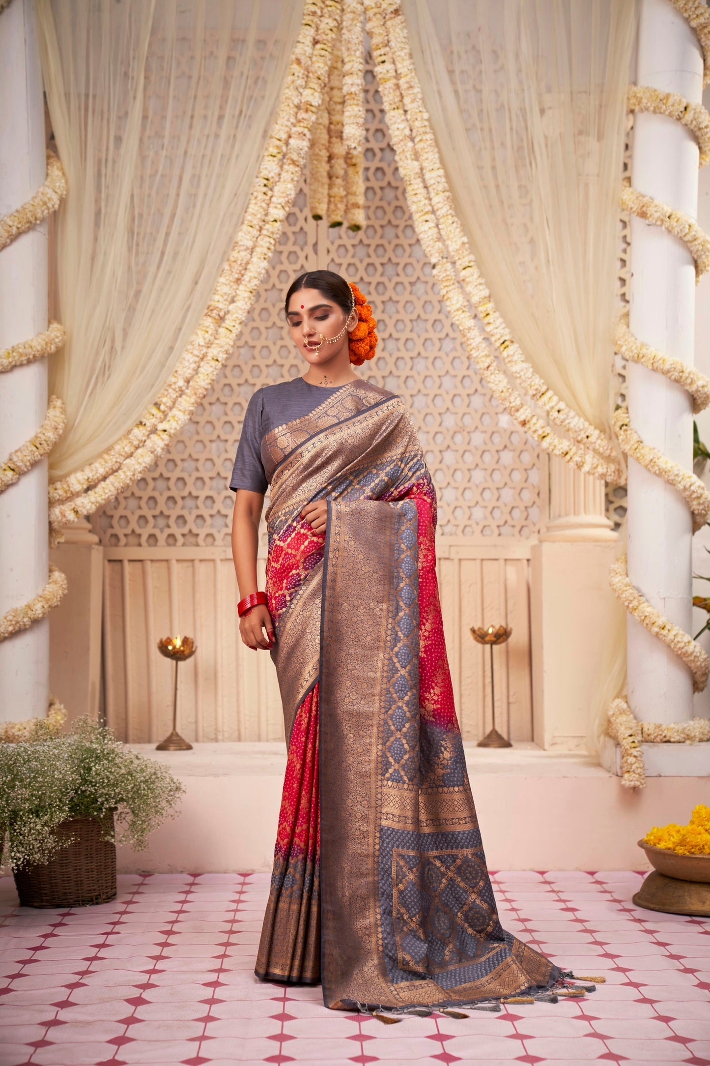 Bandhani Raw Silk