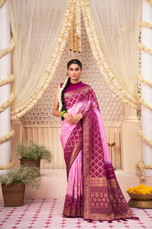 Bandhani Raw Silk saree