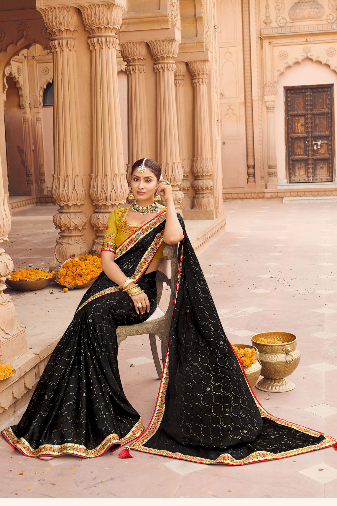 Satin Chiffon Saree