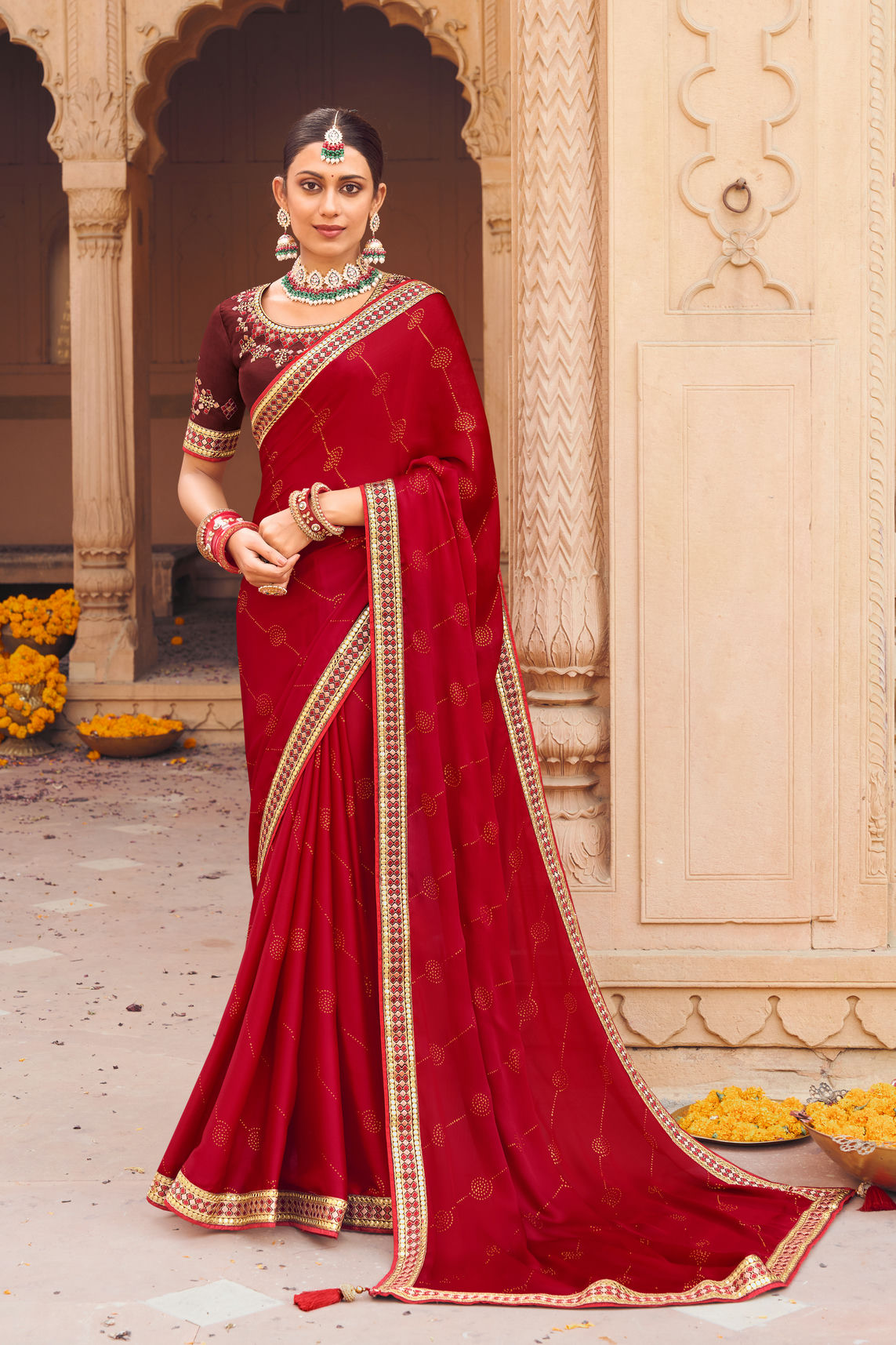 Satin Chiffon Saree