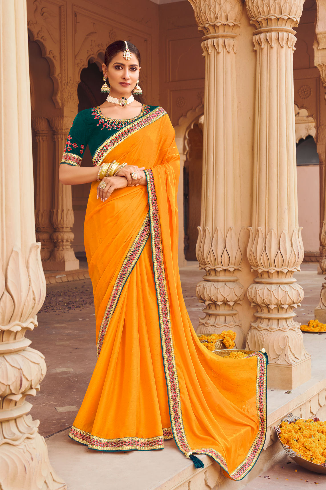 Satin Chiffon Saree