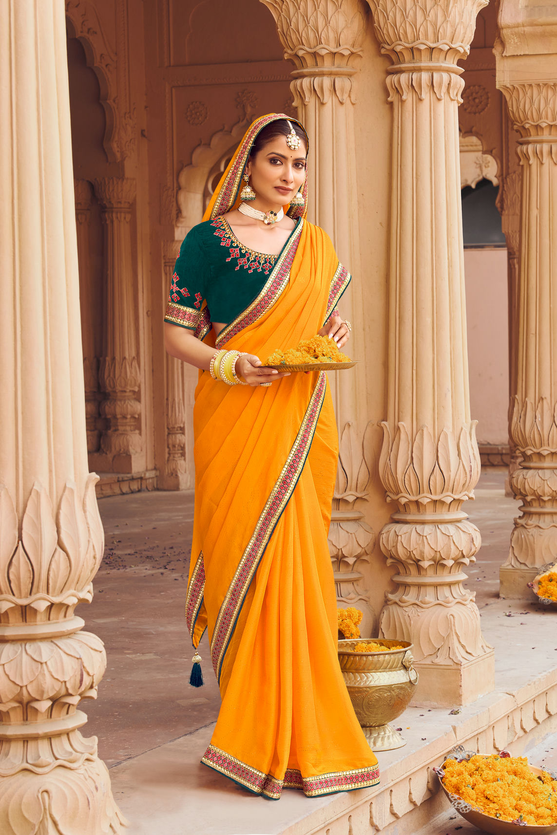 Satin Chiffon Saree