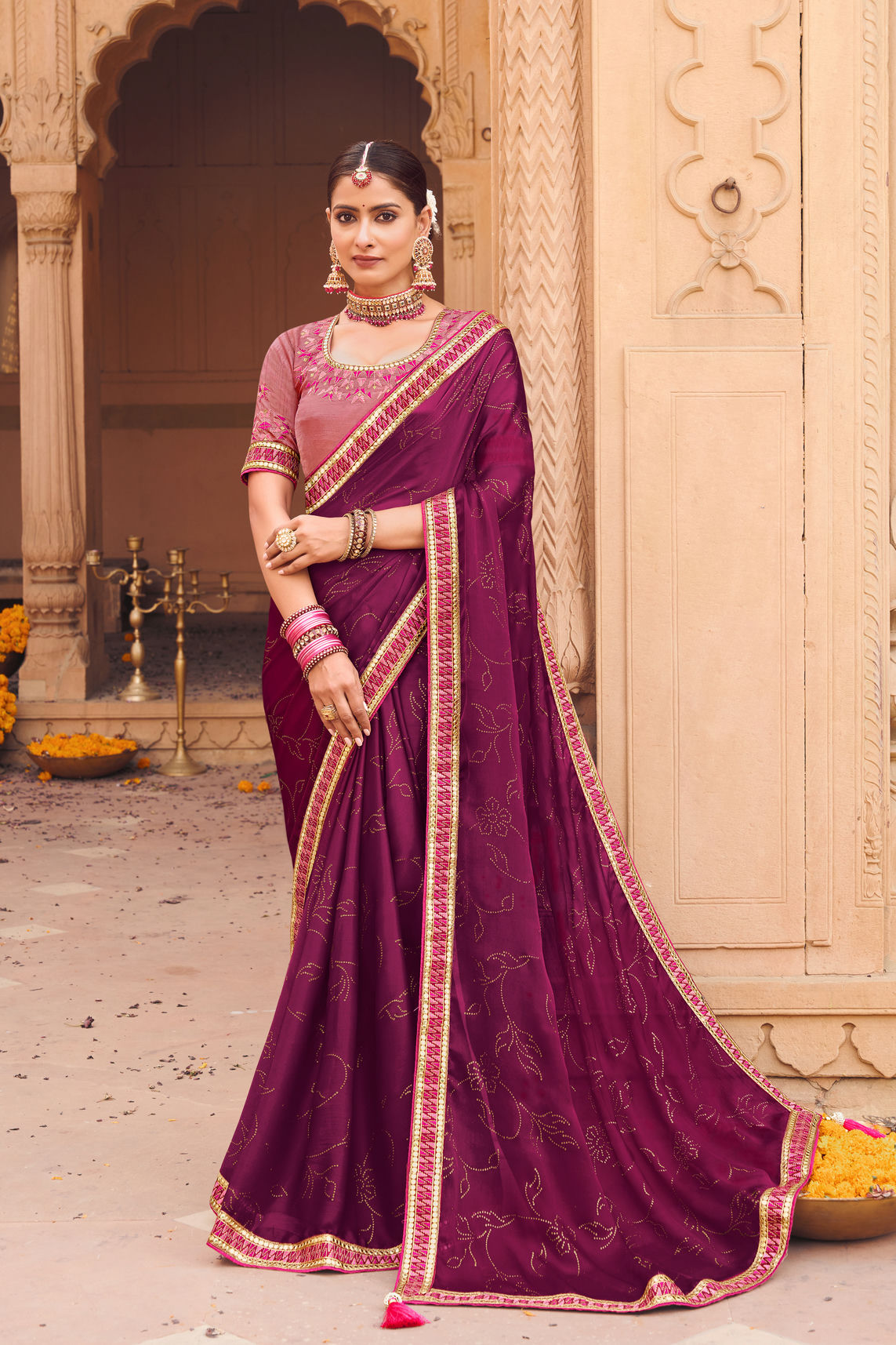 Satin Chiffon Saree