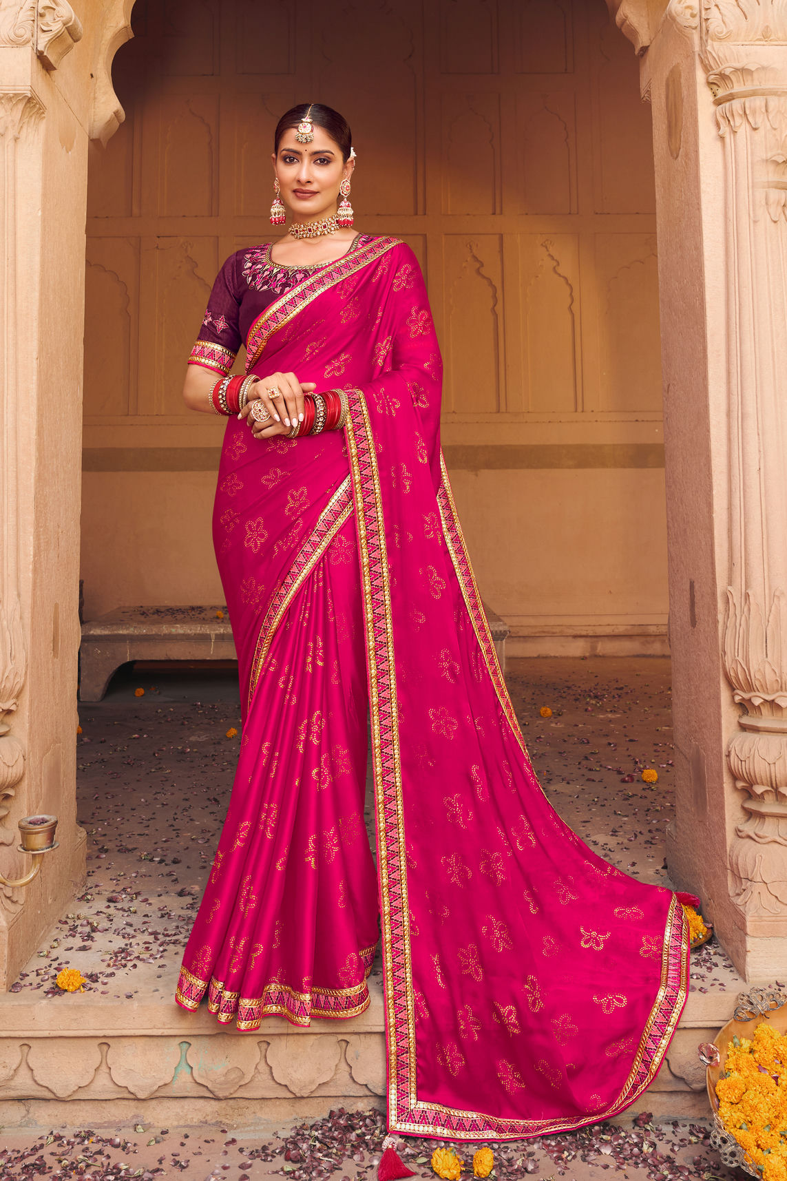 Satin Chiffon Saree