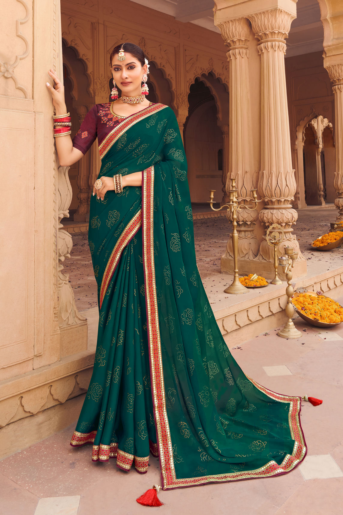 Satin Chiffon Saree